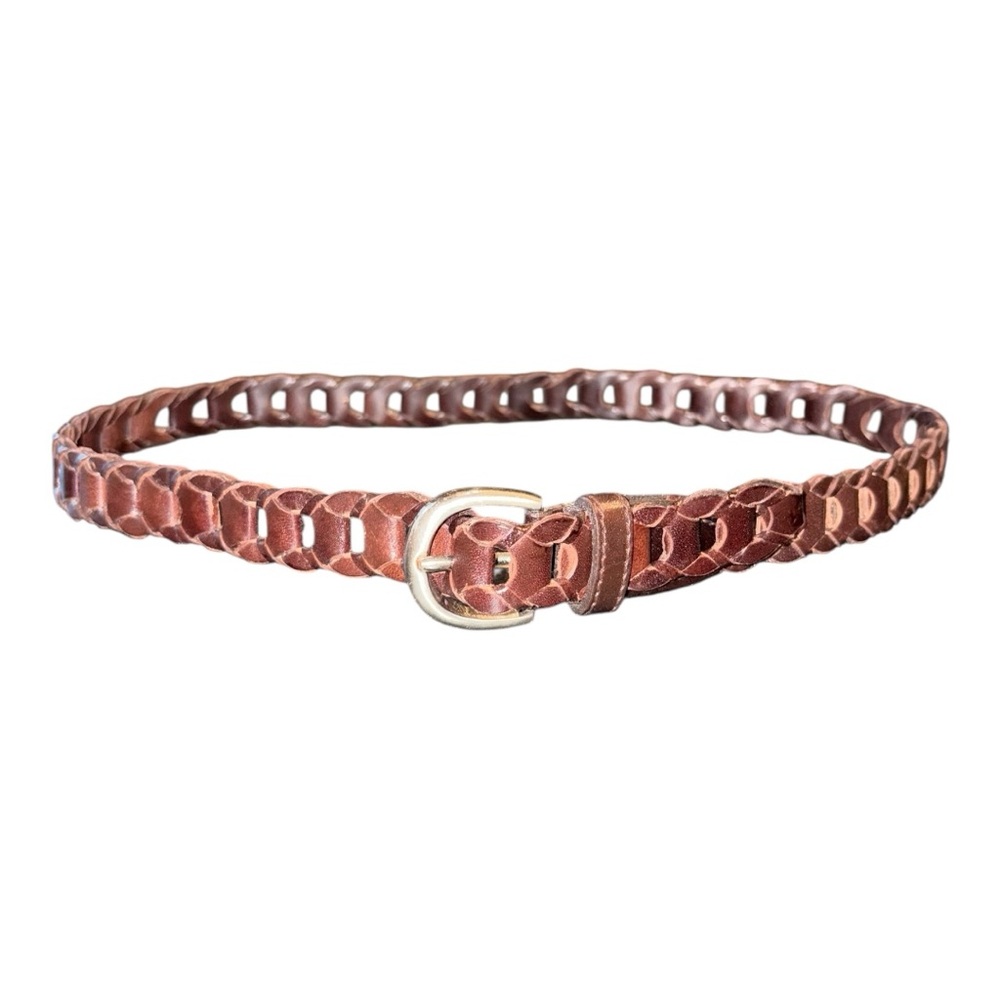 Capezio Vintage Leather Belt – Braided Loop Design Brass Buckle Size M/L BJ2